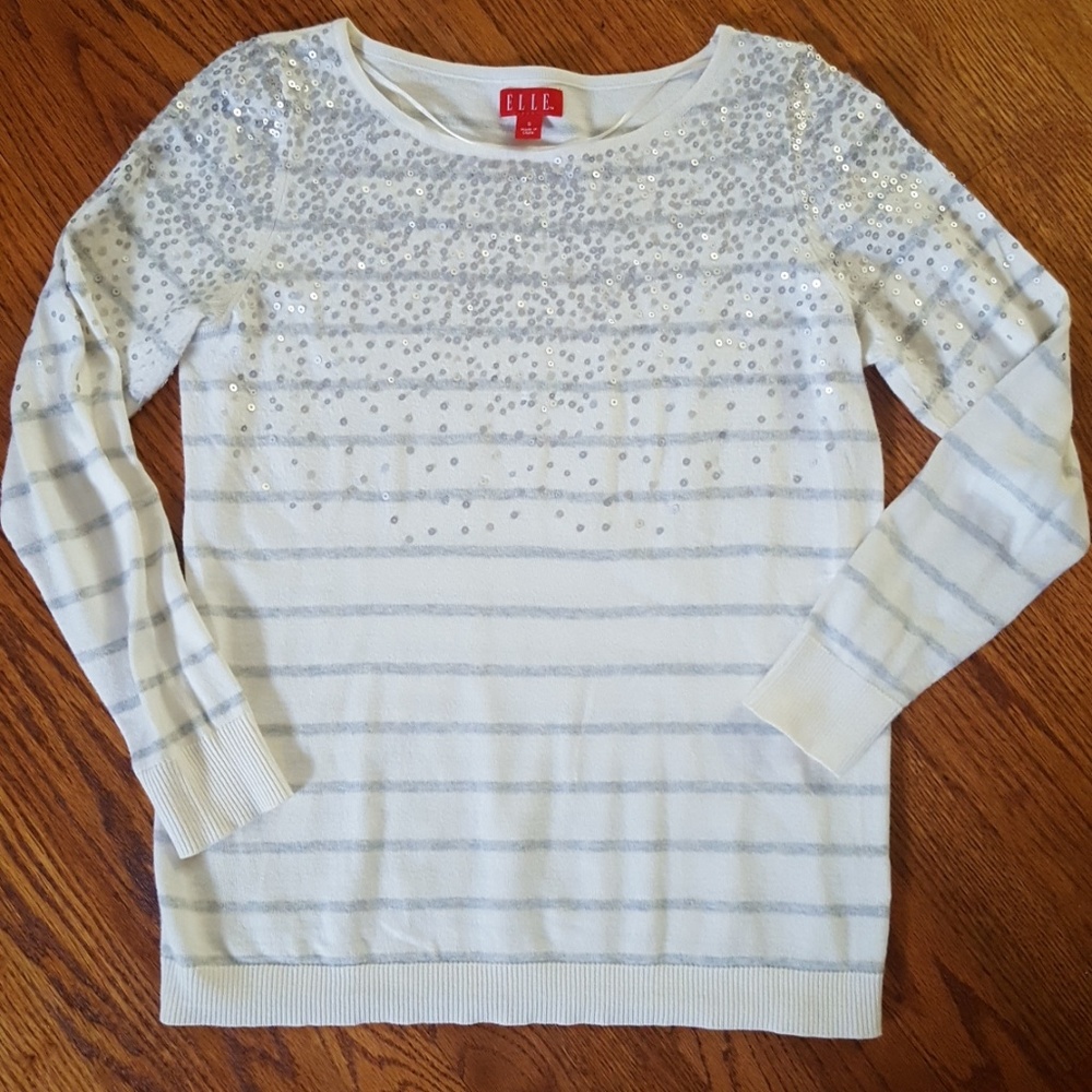 Elle Thin Silver Sequin Sweater